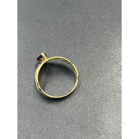 Designer 10K Yellow Gold Marquise Red Prong Garnet Ring Vintage Estate Sz 7.25 - Picture 10 of 12